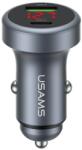 USAMS CC327 alumínium autós töltő 45W USB-A USB-C tarnish