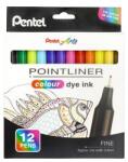 Pentel Liner, set, 0, 4 mm, PENTEL "Pointliner", 12 culori diferite, 12 buc
