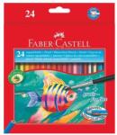 Faber-Castell Creioane acuarelă, set, hexagonale, cu pensulă, FABER-CASTELL, 24 de culori diferite, 25 buc