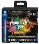 STAEDTLER Marker în formă de pensulă, set, STAEDTLER „Pigment brush 371, 12 culori naturale diferite, 12 buc