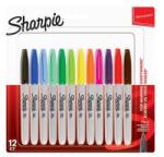 Sharpie Marker permanent, 1 mm, vârf conic, SHARPIE "Fine Point", 12 culori diferite, 12 buc
