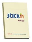 STICK N Blocnotes autoadeziv, 76x51 mm, 100 coli, STICK N, galben pastel, 100 coli