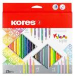 Kores Creioane colorate, set, triunghiulare, KORES "Kolores Style", 26 de culori diferite, 26 buc
