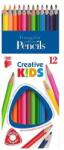 ICO Creioane colorate, set, triunghiulare, ICO „Creative kids, 12 culori diferite, 12 buc
