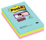 3M POSTIT Blocnotes autoadeziv, liniat, 3x90 coli, 101x152 mm, 3M POSTIT "Super Sticky Miami", diverse culori, 270 coli