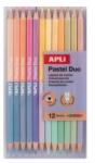 APLI Creioane colorate, set, față-verso, triunghiulare, APLI "Pastel Duo", 24 de culori pastelate diferite, 12 buc