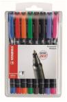 STABILO Marker permanent, 1 mm, STABILO "OHPen M", 8 culori diferite, 8 buc