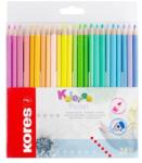 Kores Creioane colorate, set, triunghiulare, KORES "Kolores Pastel", 24 culori pastelate, 24 buc