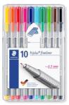 STAEDTLER Set de linii, 0, 3 mm, STAEDTLER "Triplus 334", 10 culori diferite, 10 buc