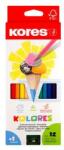 Kores Creioane colorate, formă triunghiulară, KORES "Triunghiulare", 12 culori diferite, 12 buc