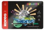 Kores Creioane colorate, set, triunghiulare, cutie metalică, KORES "Kolores Selection", 50 de culori diferite, 50 buc