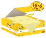 3M POSTIT Blocnotes autoadeziv, 38x51 mm, 18+6x100 coli, 3M POSTIT, galben, 2400 coli