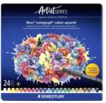 STAEDTLER Creioane acuarelă, set, hexagonale, cutie de tablă, STAEDTLER "Mars® Lumograph® 104", 24 de culori diferite, 24 buc