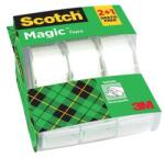 3M Bandă adezivă, cu dozator, manuală, 19 mm x 7, 5 m, 3M SCOTCH "Magic Tape 810", 2+1, 3 buc