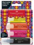 Faber-Castell Evidențiator, set, FABER-CASTELL "Glassy", 3 culori neon diferite + negru, 4 buc