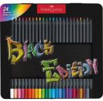 Faber-Castell Creioane colorate, set, triunghiulare, în cutie de tablă, FABER-CASTELL "Black Edition", 24 de culori diferite, 24 buc