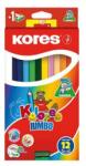 Kores Creioane colorate, formă triunghiulară, groase, KORES "Jumbo", 12 culori diferite, 12 buc