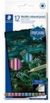 STAEDTLER Creioane colorate, hexagonale, STAEDTLER® "146M", 12 culori metalice diferite, 12 buc