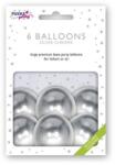 PUKKA PAD Balon, 30 cm, PUKKA PAD, argintiu metalizat, 6 buc