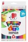 ICO Creioane colorate, față-verso, formă triunghiulară, ICO "Arici", 36 de culori diferite, 18 buc
