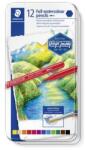 STAEDTLER Creioane acuarelă, set, în cutie de tablă, hexagonale, STAEDTLER® "146 10G", 12 culori diferite, 12 buc
