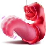 SESSO Vibrator 3 in 1 Double Tongue Rosu Vibrator