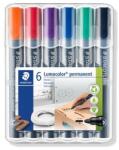 STAEDTLER Marker permanent, set, 2 mm, vârf conic, STAEDTLER "Lumocolor® 352", 6 culori diferite, 6 buc