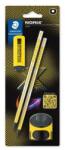 STAEDTLER Creioane grafice, set, cu ascuțitoare și radieră, duritate HB, STAEDTLER "Norix® 181", galben, 4 buc