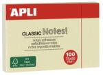 Apli Blocnotes autoadeziv, 50x75 mm, 100 coli, APLI, galben, 100 coli