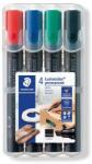 STAEDTLER Marker permanent, set, vârf teșit, STAEDTLER "Lumocolor 350", 4 culori diferite, 4 buc