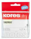 KORES Blocnotes autoadeziv, 75x75 mm, 75 de coli, KORES, transparent, 75 de coli