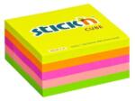 STICK N Bloc autoadeziv, 76x76mm, 400 de coli, STICK N, culori neon curcubeu, 400 de coli