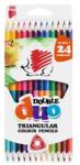 ICO Creioane colorate, cu 2 vârfuri, formă triunghiulară, ICO "Arici", 24 de culori diferite, 12 buc