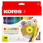 Kores Creioane colorate, set, triunghiulare, KORES "Triunghiulare", 50 de culori diferite, 50 buc
