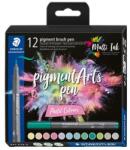 STAEDTLER Marker în formă de pensulă, set, STAEDTLER „Pigment brush 371, 12 culori pastelate diferite, 12 buc