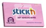 STICK N Blocnotes autoadeziv, 76x127 mm, 100 coli, STICK N "360°", roz, 100 coli
