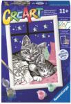 Ravensburger - CreArt pictura pe numere pentru copii pisicute somnoroase cu pietre sclipitoare - RVSPBN20213 (RVSPBN20213)