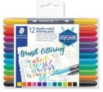 STAEDTLER Markere în formă de pensulă, set, 0, 5-0, 8/1, 0-6, 0 mm, față-verso, STAEDTLER "3004", 12 culori, 12 buc