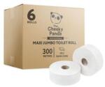 The Cheeky Panda Hârtie igienică, bambus, 2 straturi, rolă mare, diametru: 24, 2 cm, 300 m/rolă, 6 role, CHEEKY PANDA, albă, 6 role