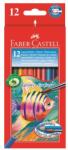 Faber-Castell Creioane acuarelă, set, hexagonale, cu pensulă, FABER-CASTELL, 12 culori diferite, 13 buc