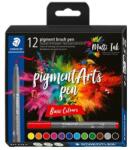 STAEDTLER Marker în formă de pensulă, set, STAEDTLER „Pigment brush 371, 12 culori de bază diferite, 12 buc