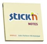 STICK N Blocnotes autoadeziv, 76x76 mm, 100 de coli, STICK N, galben pastel, 100 de coli