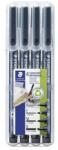 STAEDTLER Marker permanent, set, OHP, STAEDTLER "Lumocolor® 31", 4 grosimi diferite, negru, 4 buc