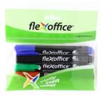 FlexOffice Marker permanent, set, 1, 5 mm, conic, FLEXOFFICE "PM03", 4 culori diferite, 4 buc