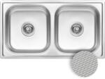 Kuchinox Standard, 2 rekeszes rozsdamentes mosogató 780x430x195 mm, rovátkolt díszítéssel, acél, LAV-SKS_320T (LAV-SKS_320T)