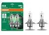 OSRAM Ultra Life H4 halogén fényszóró izzó, 12V, 1650/1000 lumen, 3200 K, ezüst fejjel, négyszer hosszabb élettartam, megbízható választás mindennapos használatra, 64193ULT-2HB, 2db/csomag 4062172387491 (40