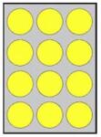 APLI Címkék, kerek, átmérő: 60 mm, színes, APLI, neon sárga, 240 címke/csomag, 20 ív