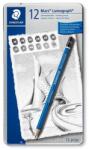 STAEDTLER Grafitceruza készlet, fémdoboz, hatszögletű, STAEDTLER "Mars Lumograph 100", 12 különböző keménységű, 12 db