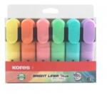 Kores Kiemelő készlet, 0, 5-5 mm, KORES "Bright Liner Plus Pastel", 6 különböző szín, 6 db