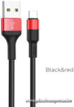 hoco. X26 USB-A - USB-C Kábel 1m 2A - Nylon Fonott, Strapabíró Kivitel (Fekete-Piros) (6957531080251)